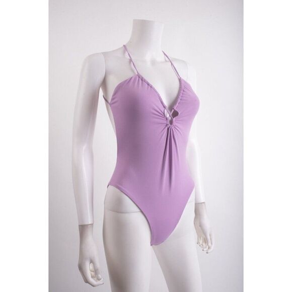 Zara Womens Swim Bathing Suit One Piece Purple Cutout S Small 2856/230 NWT - Picture 2 of 6